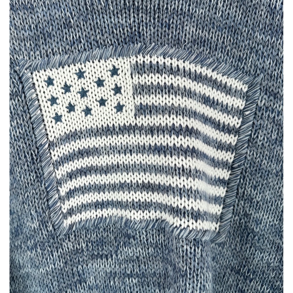 Marled American Flag Sweater XL Blue Egret Patriotic chunky knit preppy - Picture 9 of 9